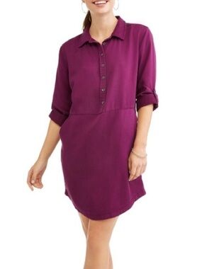 Time and Tru Women's Lyocell Shirt Dress in Purple Oxford